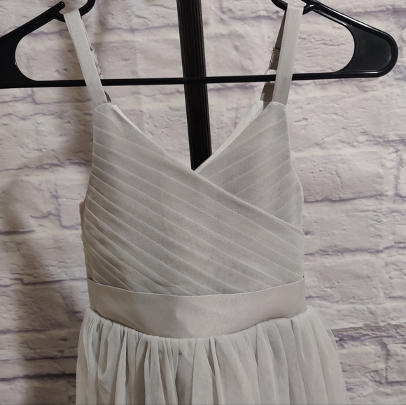 Flower Girls Spaghetti Strap Tulle Dress Long A Line Wedding Pageant Dress - Picture 3 of 8